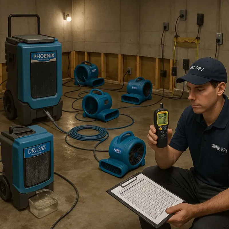 Structural Drying and Dehumidification process in Concord, NC